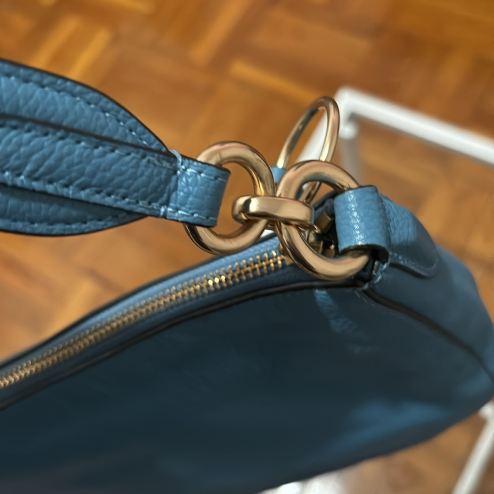 Coach Blue Leather Shoulder Bag with Rose/Gold Hardware NWOT. - Picture 4 of 6
